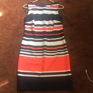 AMANDA LANE : BLUE WHITE ANS ORANGE DRESS